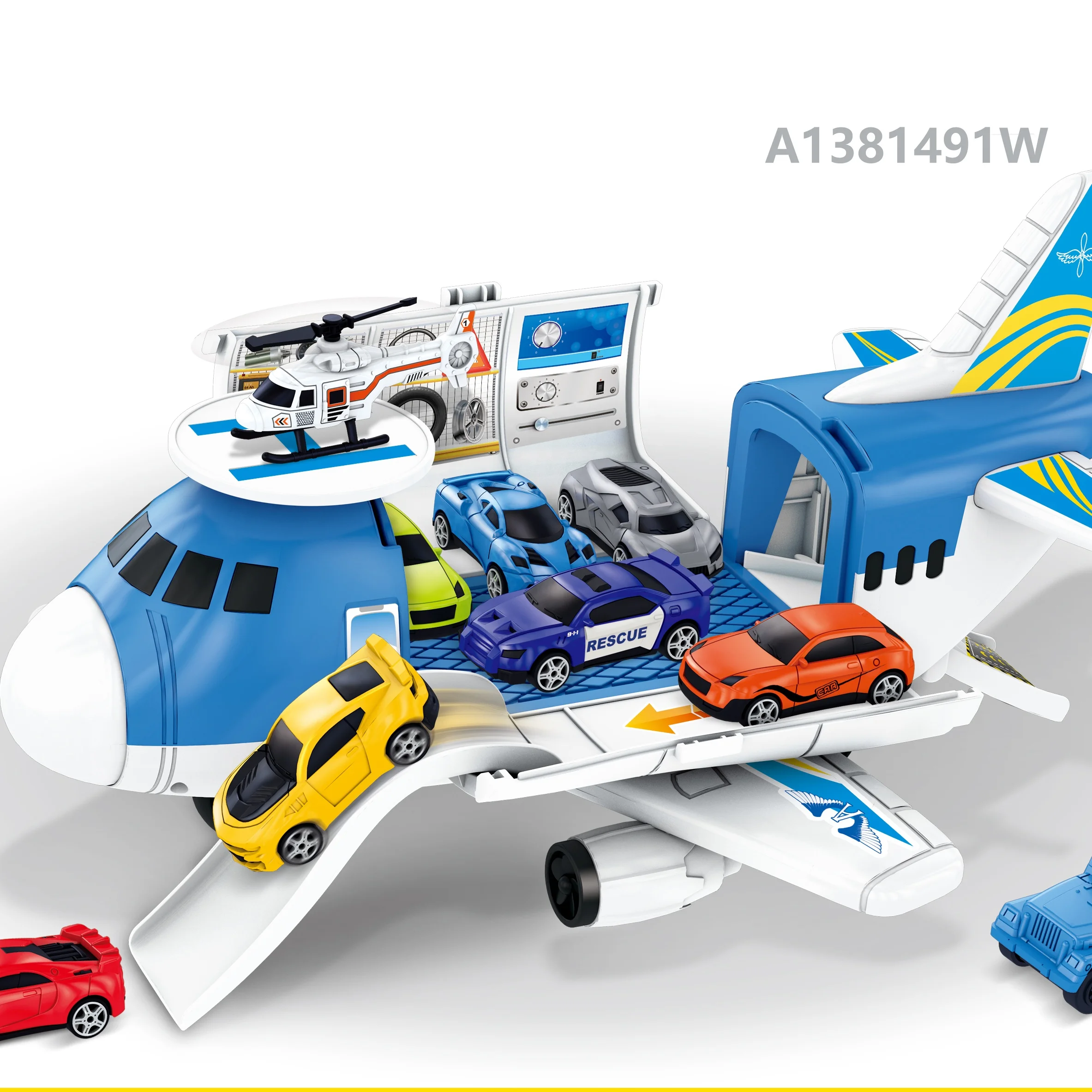 Интерактивный воздушный транспортный самолет с 4 автомобилями и 1 самолетом