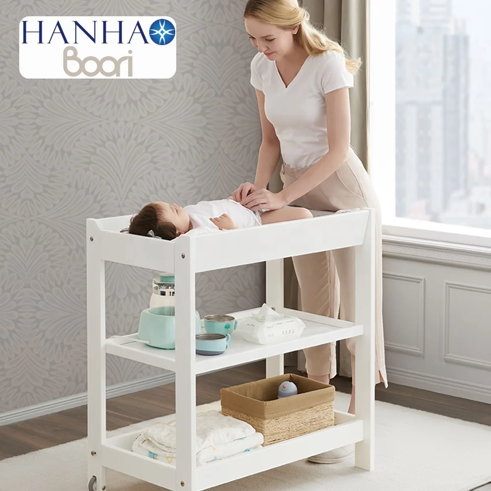 Only B2B Boori Wooden Baby Nursery Furniture Fashion Wood Dresser Newborn Baby Diaper Changing Table