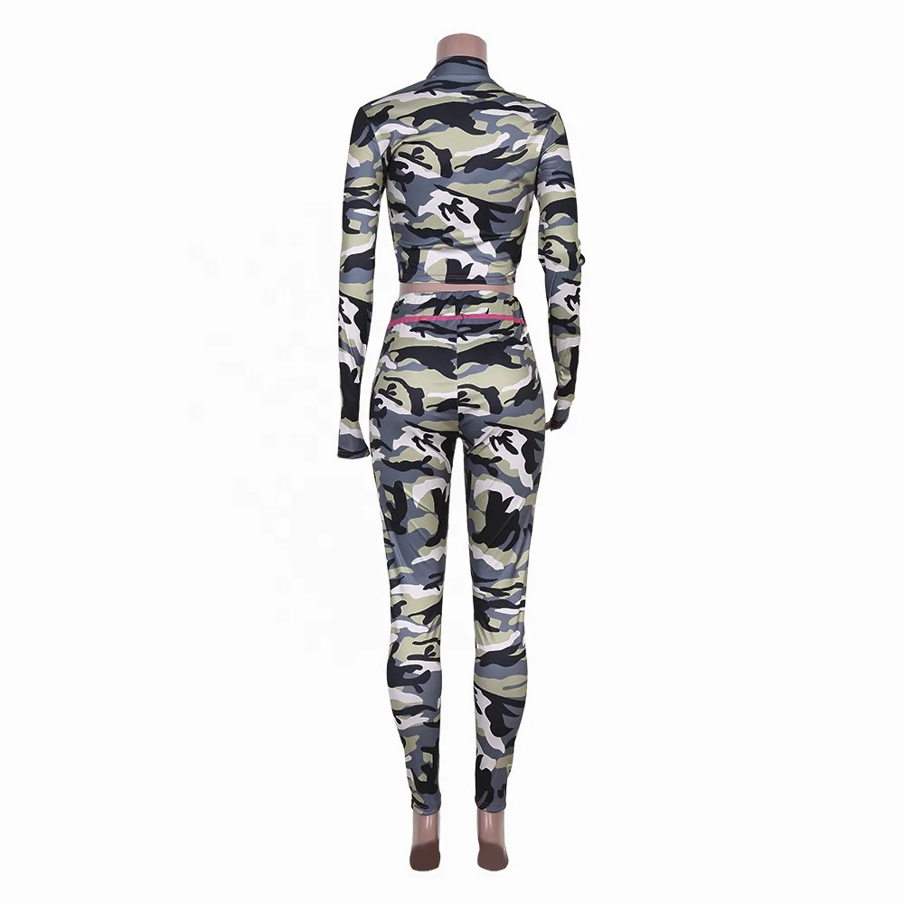 Women 2021 fashion clothing camouflage clothing two piece sets for woman hotsale workout sets lady