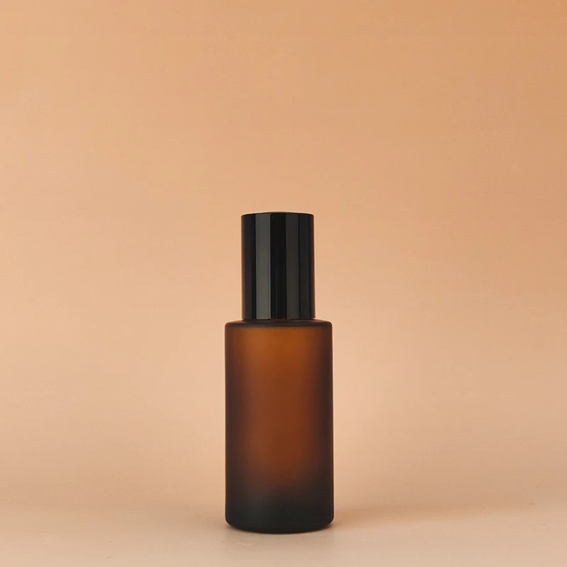 20ml 30ml 40ml 60ml Frosted Amber Glass Essential Oil Dropper Glass Bottle Flat shoulder Hair Oil Cylinder Glass Dropper Bottle