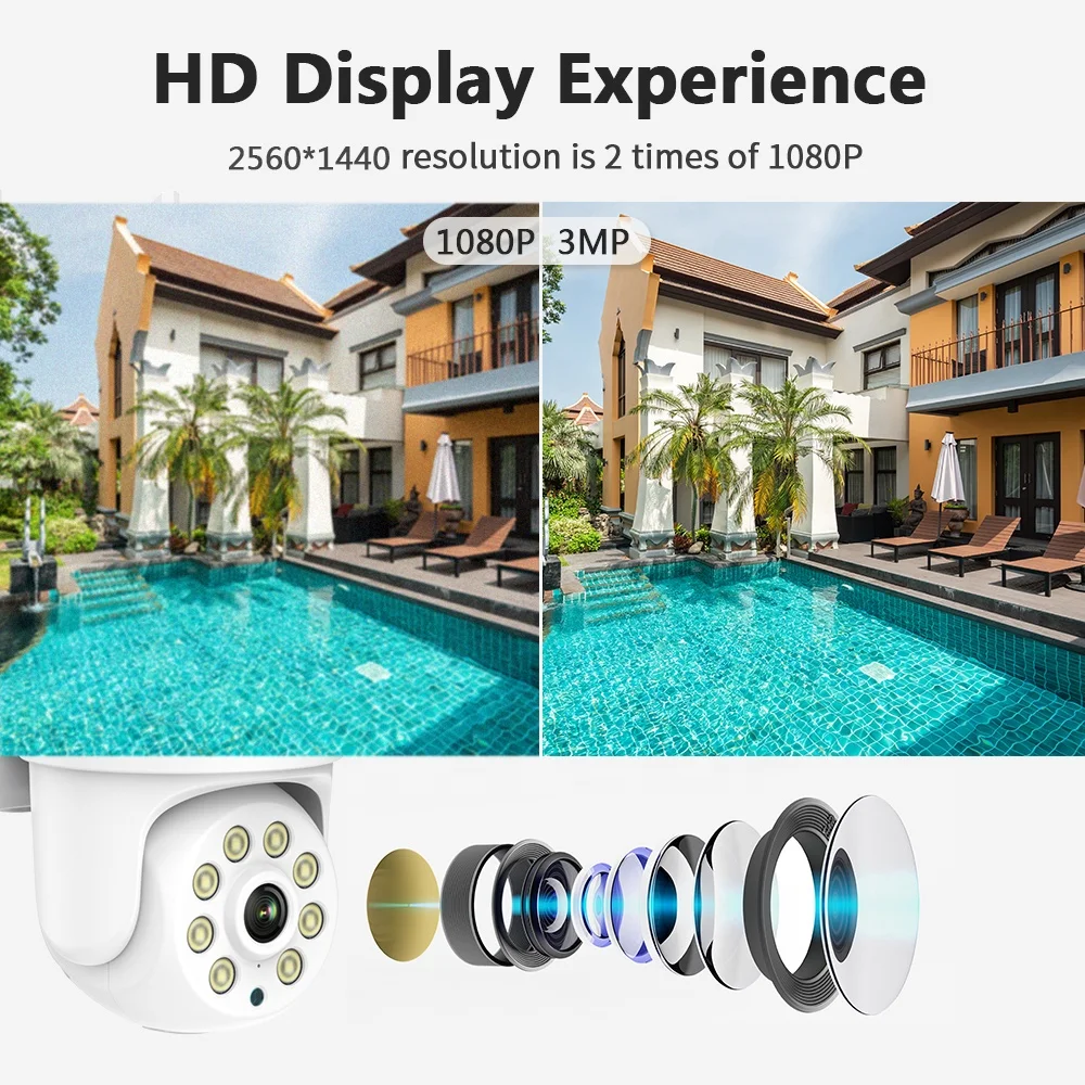 3MP 8 Pcs Ptz Camera 8CH Nvr With 10 Inch Screen  Tuya Smart Home Wifi Ptz Camera System Ip Camera Kit