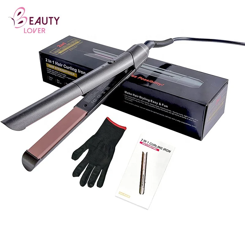 Hair Styler Tool Auto Private Label Flat Iron 2 In 1 Hair Straightener Curler