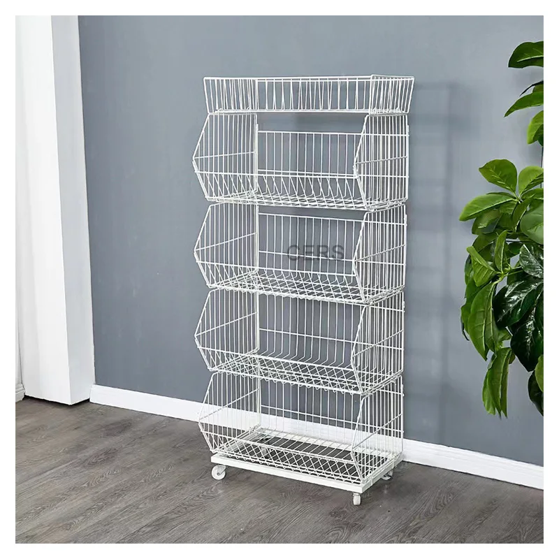 Wholesale Price Display Wall Mount Basket Stackable Wire Baskets With Wheels