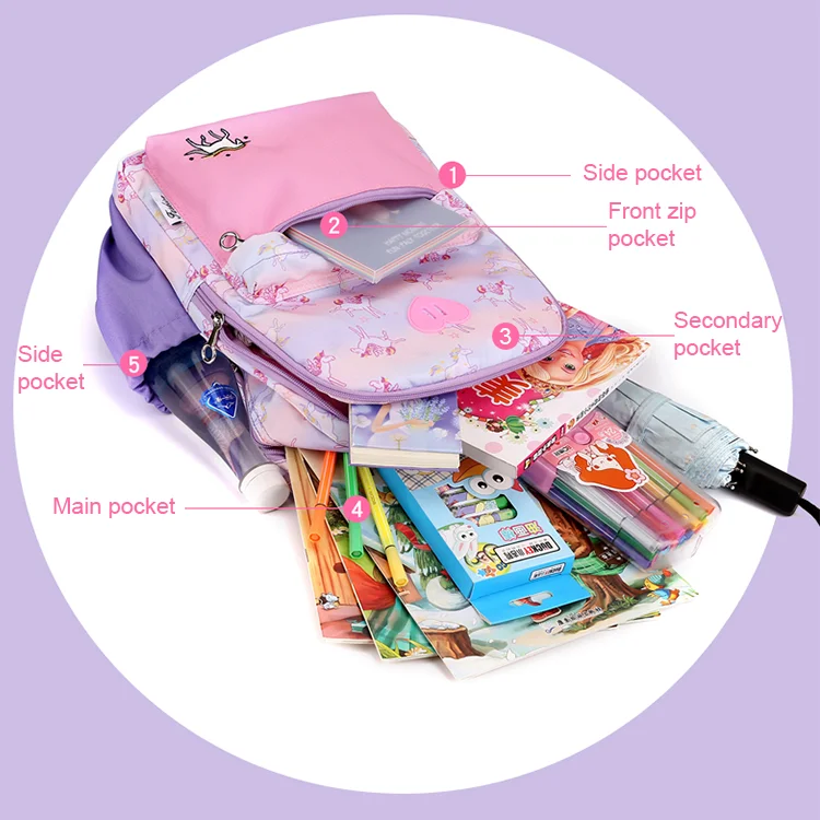 Full cartoon print light weight durable large capacity 1-3 grade student children boys and girls school bags