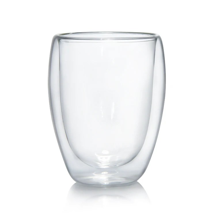 Customized High Borosilicate Material Mug,Reusable Cup,Double-layer Flat Bottomed Glass Coffee Cup