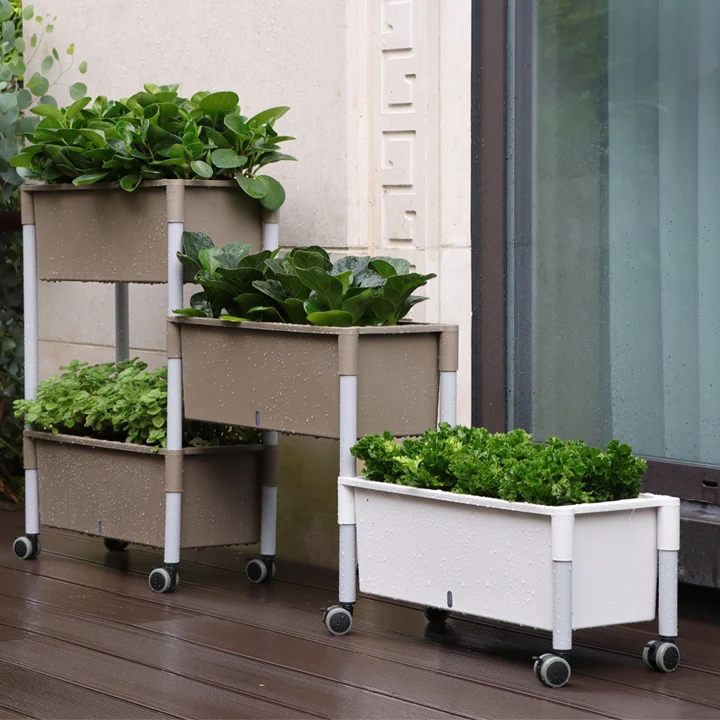 Plastic Raised Garden Bed 1 2 3 Tier Vertical Stand Indoor Outdoor Elevated Planter Box with Legs for Flowers Vegetables Plants