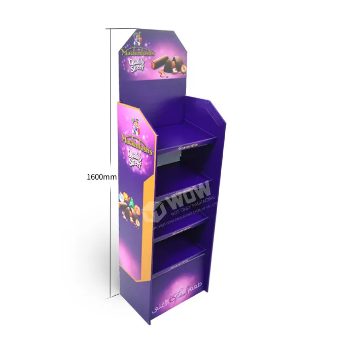 Point of Sale Printers Customized Cardboard Corrugated Free Standing Chocolate Bar POS Display Stands