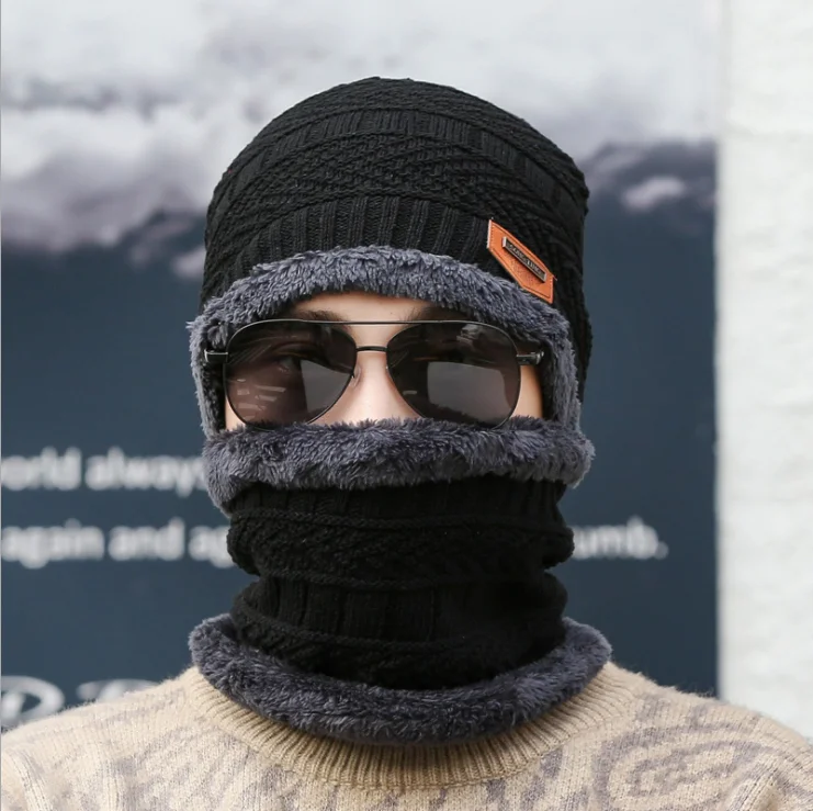 Wholesale Winter Wool Knit Ski Mask Outdoor Cycling Windproof Ski Hats Custom Skimask Balaclava winter hats for men