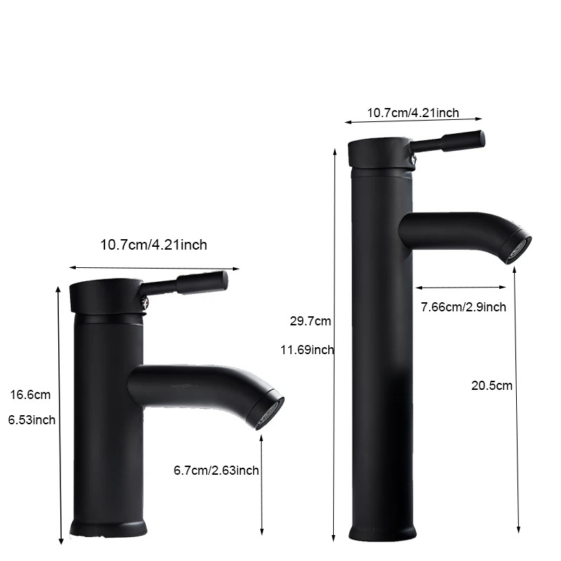 Samsungome Hot Cold Water Bathroom Cartridge Chip Replacement Black Tall Faucet Slim Basin Faucets Single Handle Metered Faucets