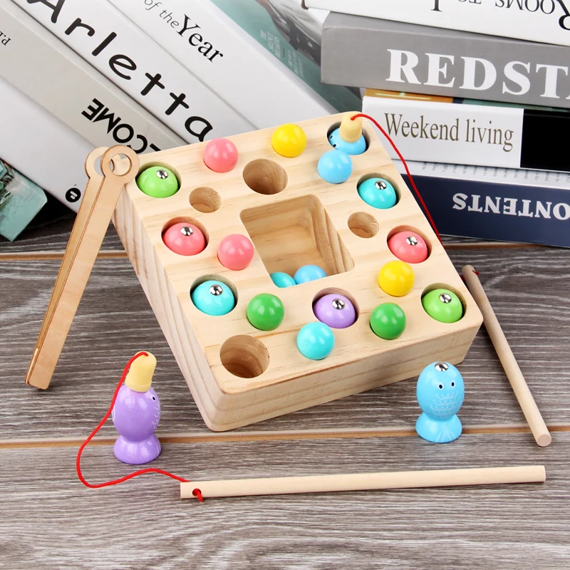 Wooden Busyboard Toys Learning Children Educational Games Playing Magnetic Fish Table Game for Kids