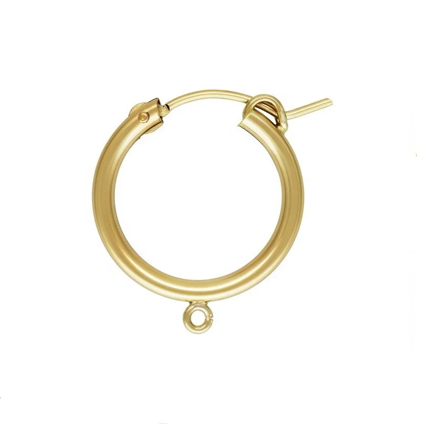 GP Eurowire hoop with open ring permanent jewelry chains making findings 14k Gold Filled eurowire hoop with open ring
