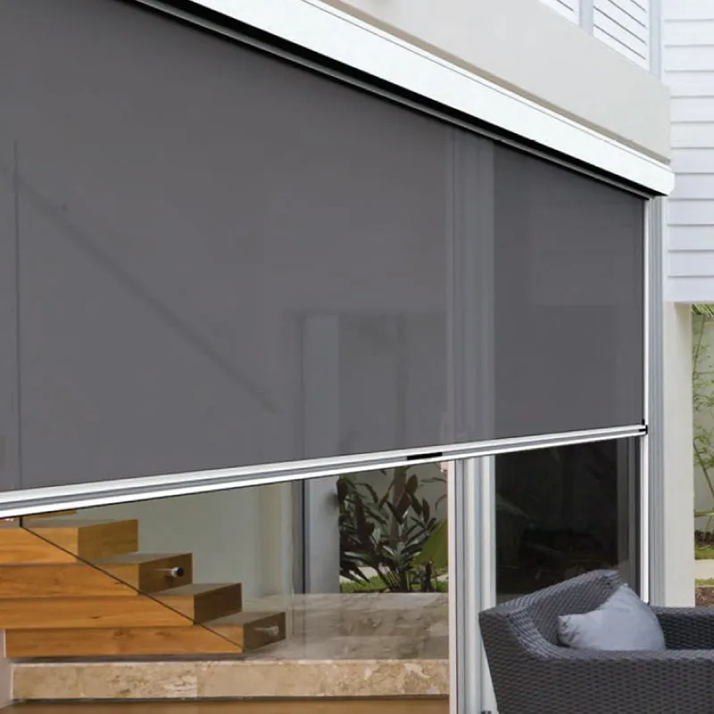 Customized window roller blinds smart pergola canopy cover windproof and waterproof outdoor roller blinds