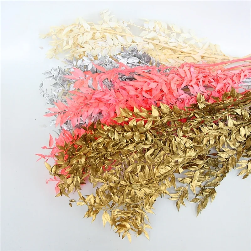 2022 Hot Selling A-mazon Best Flowers Arrangements Bouquets Natural Preserved Ruscus Lucky Bamboo Leaf for Home Decor