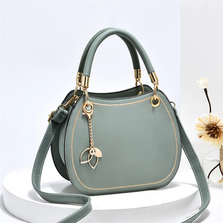 new korean women fashion designer leather small round handbag with embroidery