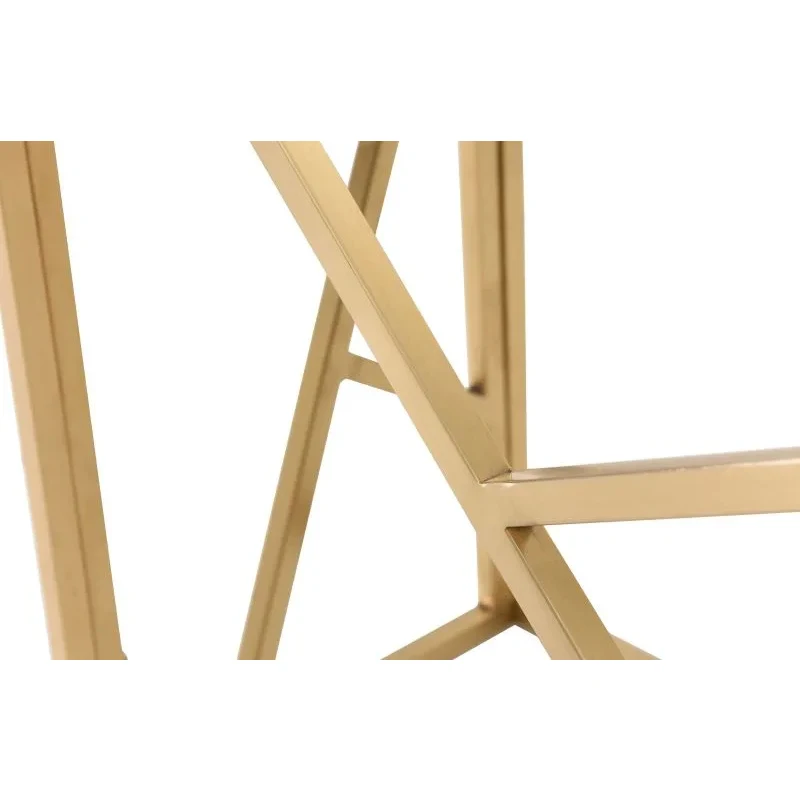 Modern luxury living room decor narrow gold metal frame glass top console entry table