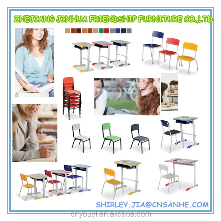 School Single Desk Chair Student School Furniture Study Table Chair Set by low price