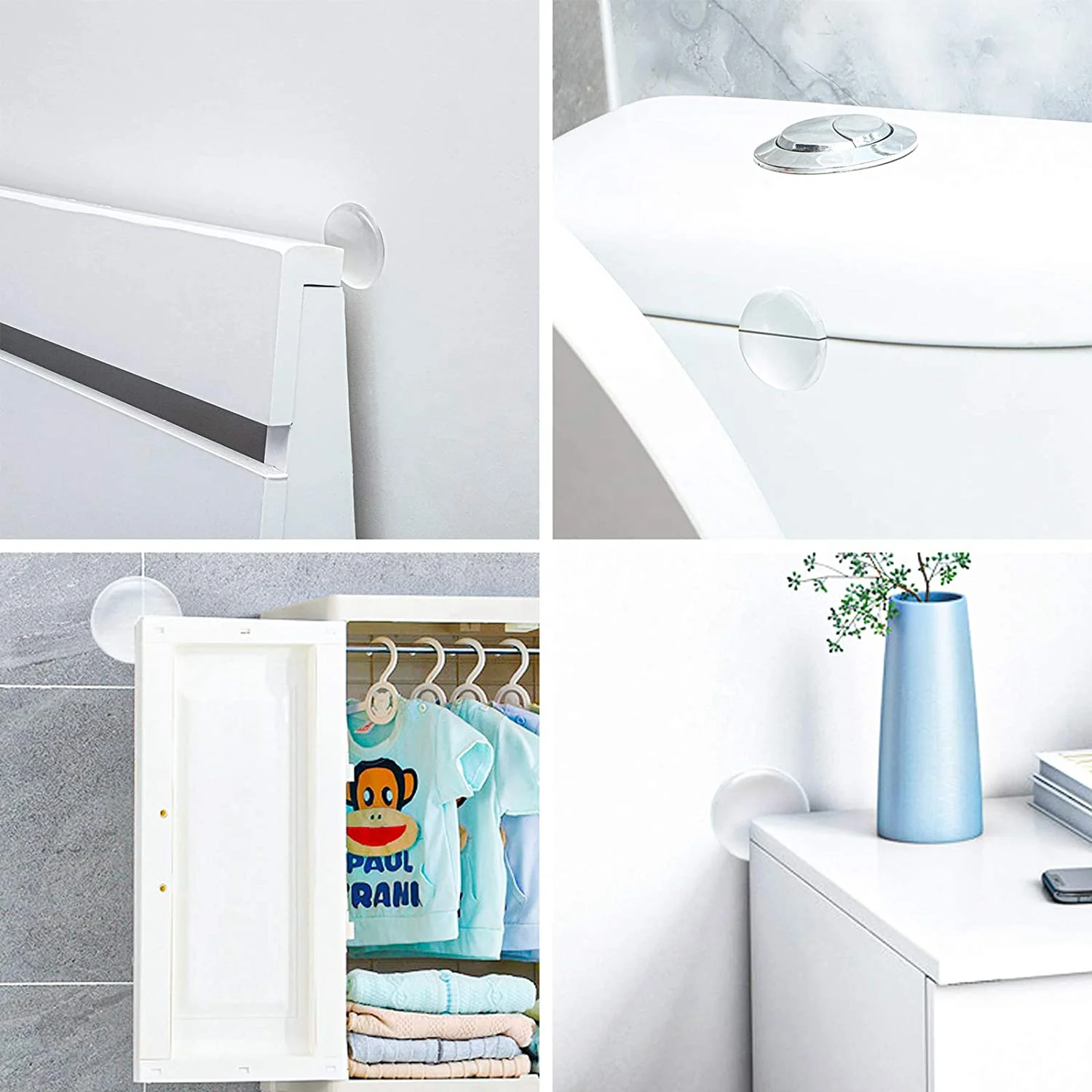 1.57 inch clear self-adhesive door stopper transparent silicone wall protector rubber bumpers for wall