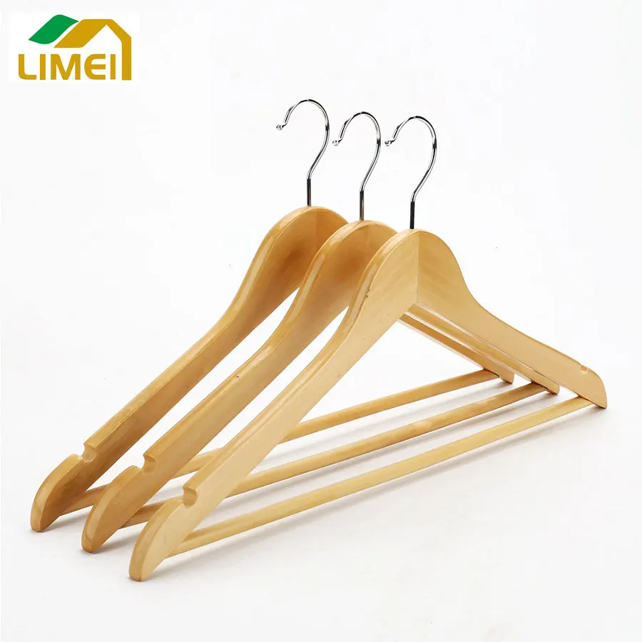 Manufacturer wholesale hangers high quality custom logo clothes shop rack  hanging coats natural wooden cloth hanger