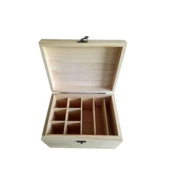 Neutral Wooden Essential Oil Carrying Case Organizer Box Pine Display Holder with Hinged lid Custom Slot for 5 10 15 ml Bottle