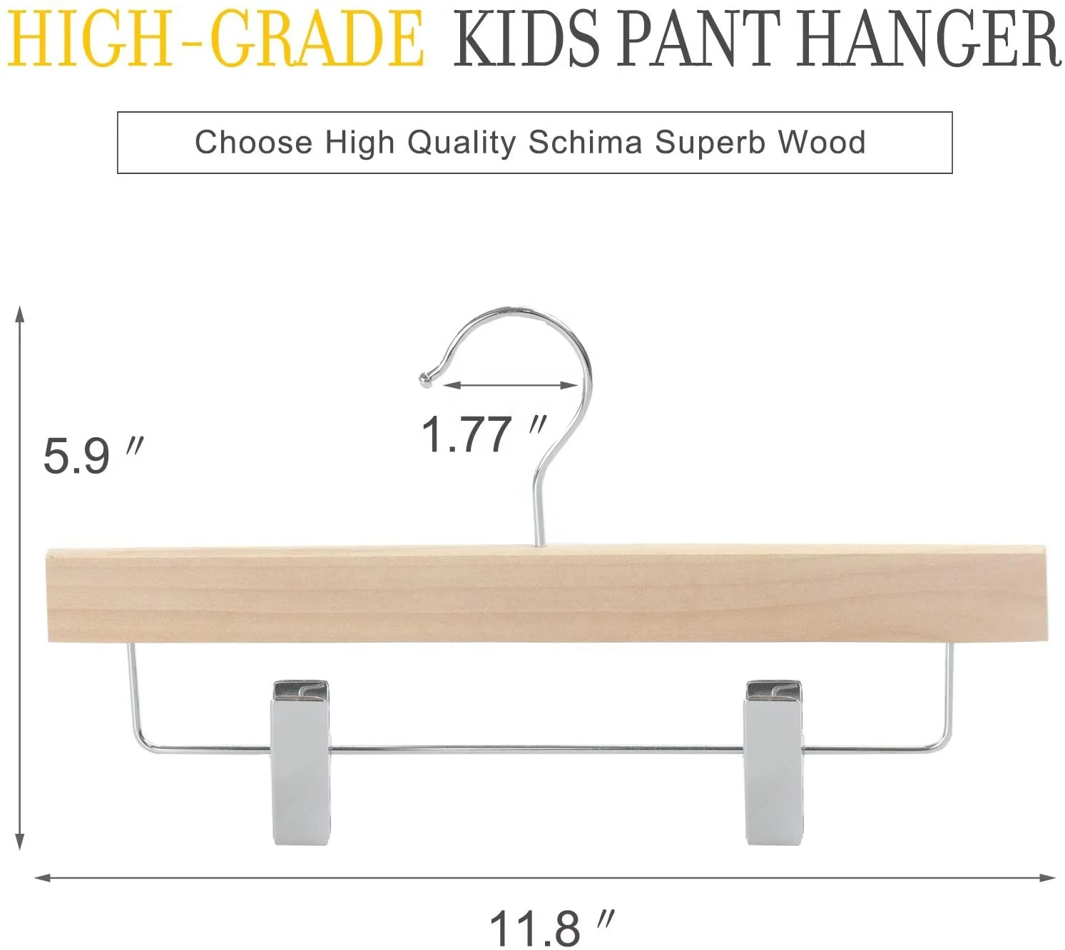 Plasticpants Skirt Hangers for Kiblackbplasticer Children Clothes Hangers Luxury Carton with Extra Thick Chrome Clips Natural