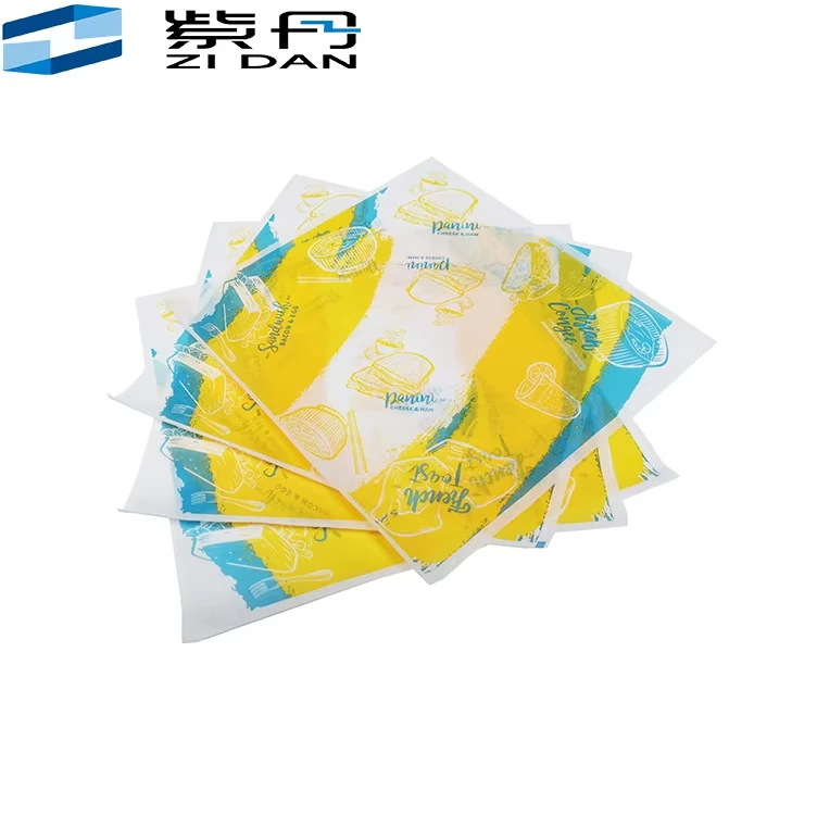 Custom Biodegradable Hot Dog Burger Packaging Kraft Paper Greaseproof Hamburger Sandwich Wax Paper Food Wrapping