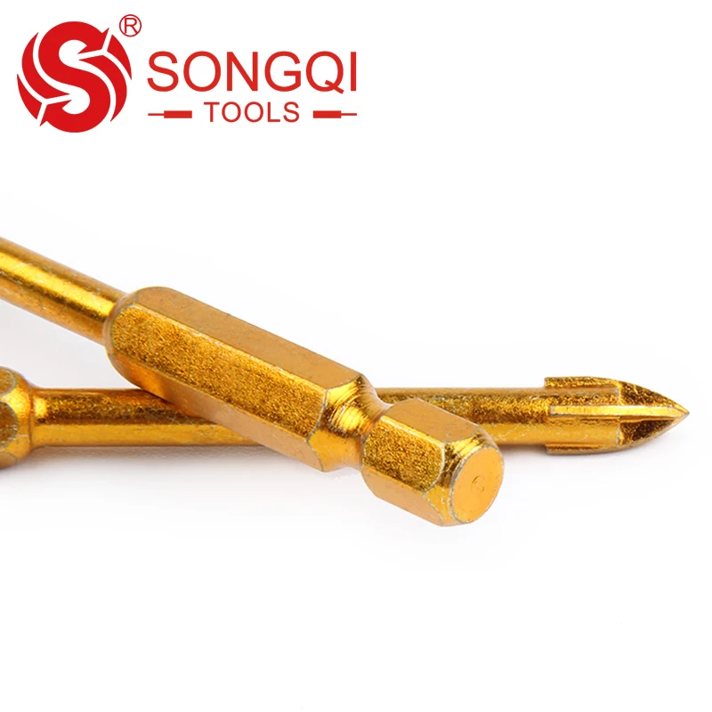 SONGQI Hex Shank Single Carbide Tip 5-12mm Glass Tile Drill Bit for Porcelain Glass Tile Ceramic Drilling