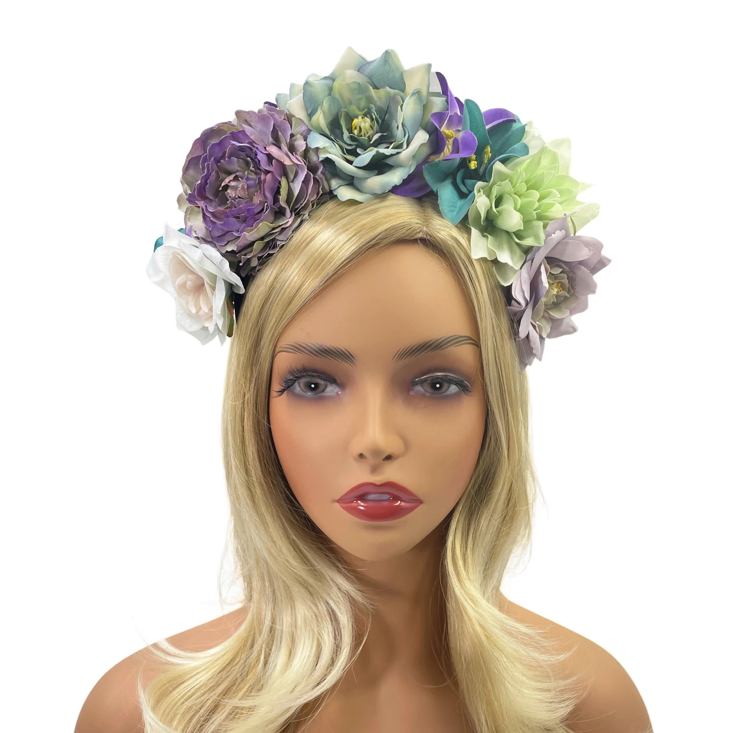 Women Artificial Hair Accessories Simulation Flower Hair Ring Adjustable Fabric Wedding Wreath Crown Rose Headband For Bride