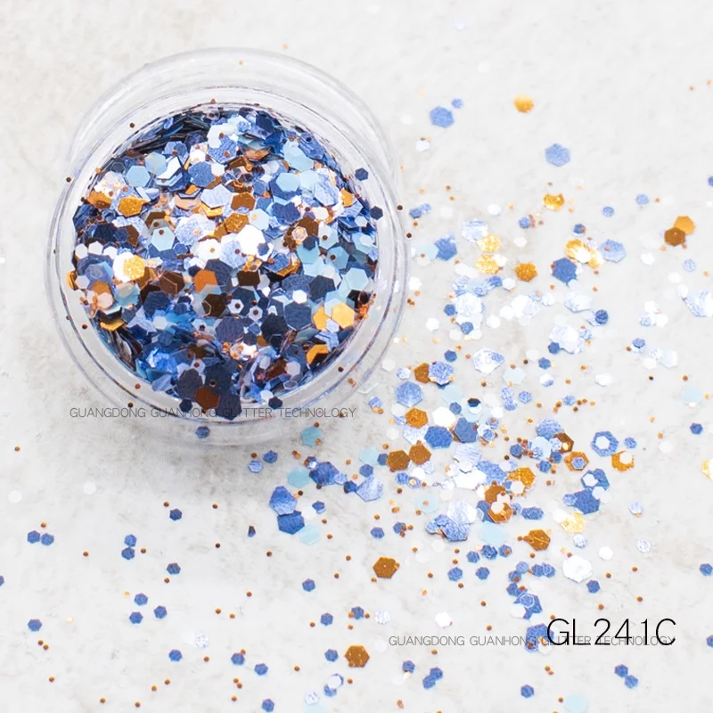 New Arrival Chunky Mixed Winter Glitter Powder Box Set Low MOQ Nail Art PET Glitter Scene Decoration Hot Sale  Hexagonal Sequin