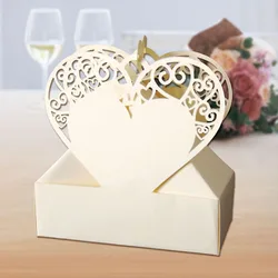 Fancy design laser cut heart shape wedding candy box
