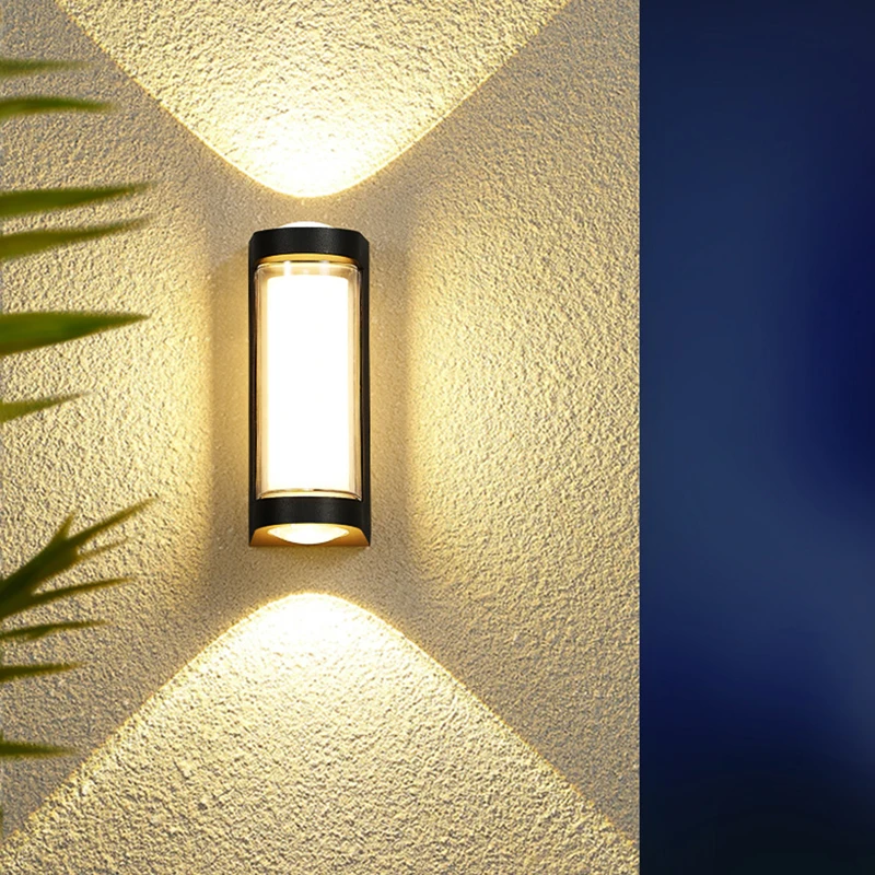 Modern LED Outdoor Wall Lamp with IP65 Rating Aluminum Upper and Lower Decorative Lighting for Porch Wall Lamp