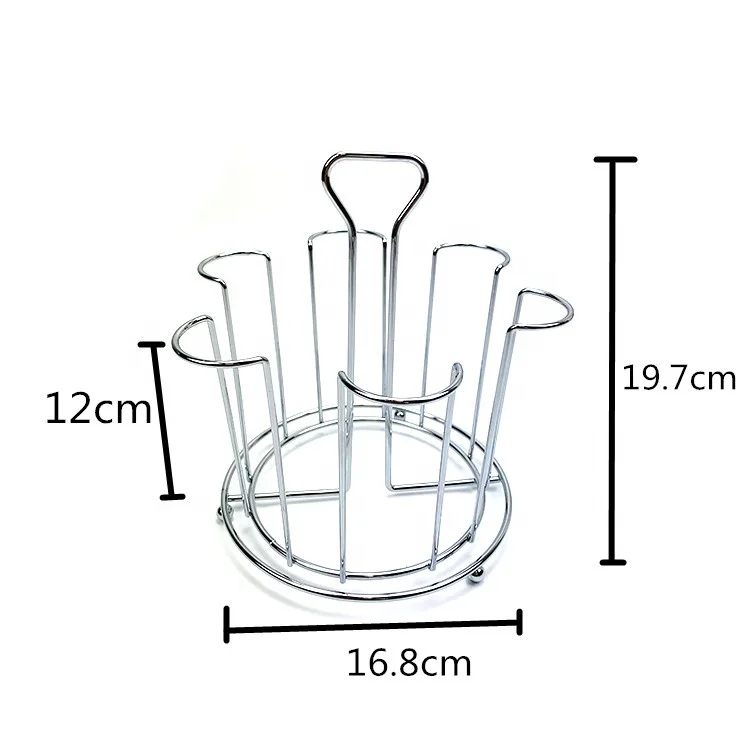 Hot Sale Factory Modern Iron Kitchen Draining Cup Shelves 6 Glass Cups Holder Metal Tree Cup Rack