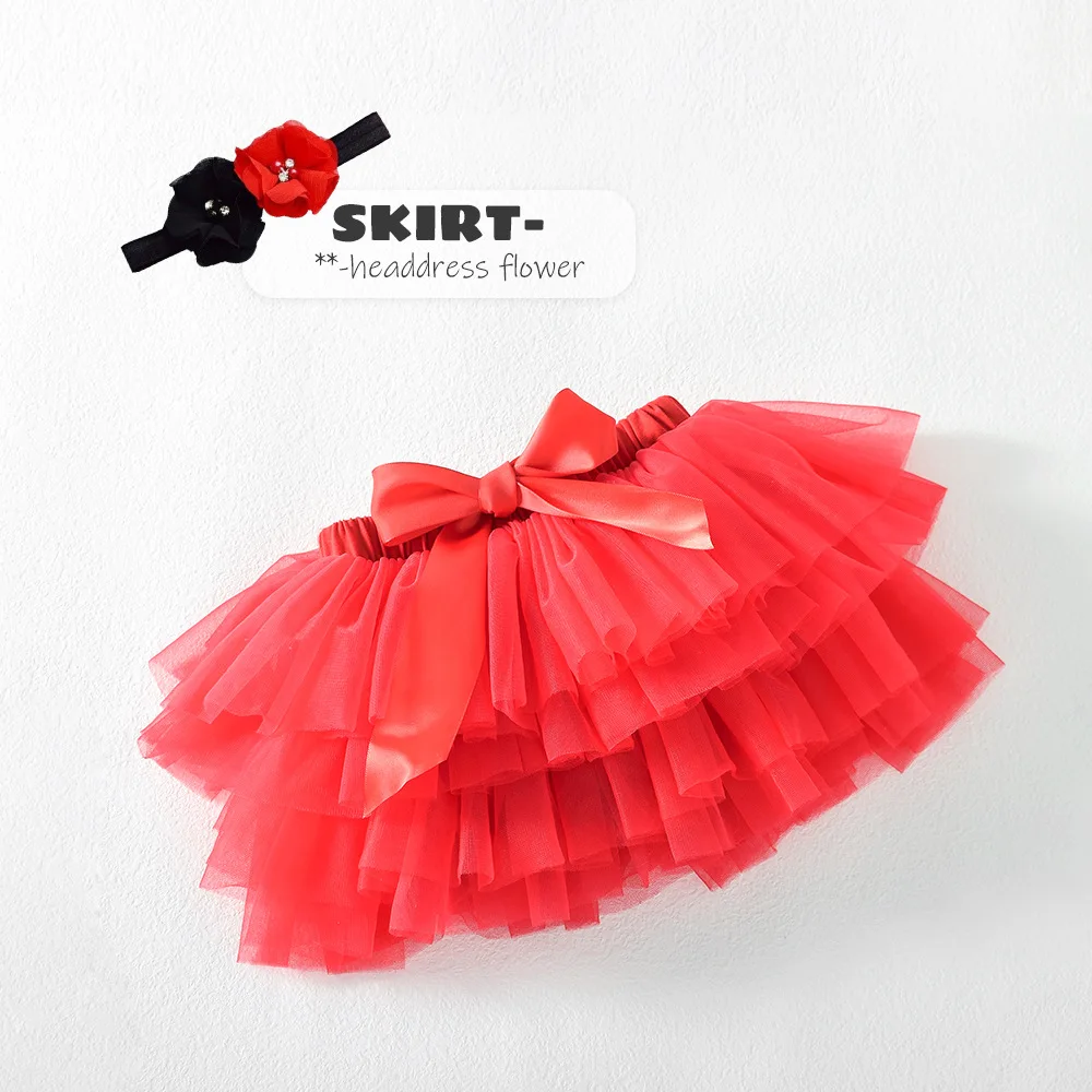 Newborn Infant Outfits 2pcs Baby Girl Tulle Tutu Skirt Chiffon Ruffle Diaper Cover Baby Bloomers And Flower Headband Set