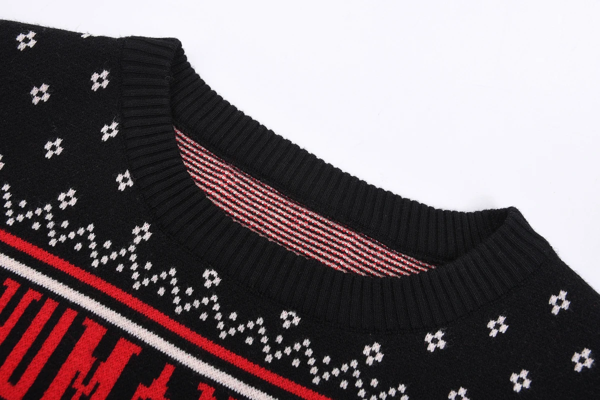 2022 оригинальная зимняя Рождественская одежда OEM & ODM, трикотажная одежда с длинным рукавом, жаккардовый вязаный Уродливый Рождественский свитер унисекс с круглым вырезом