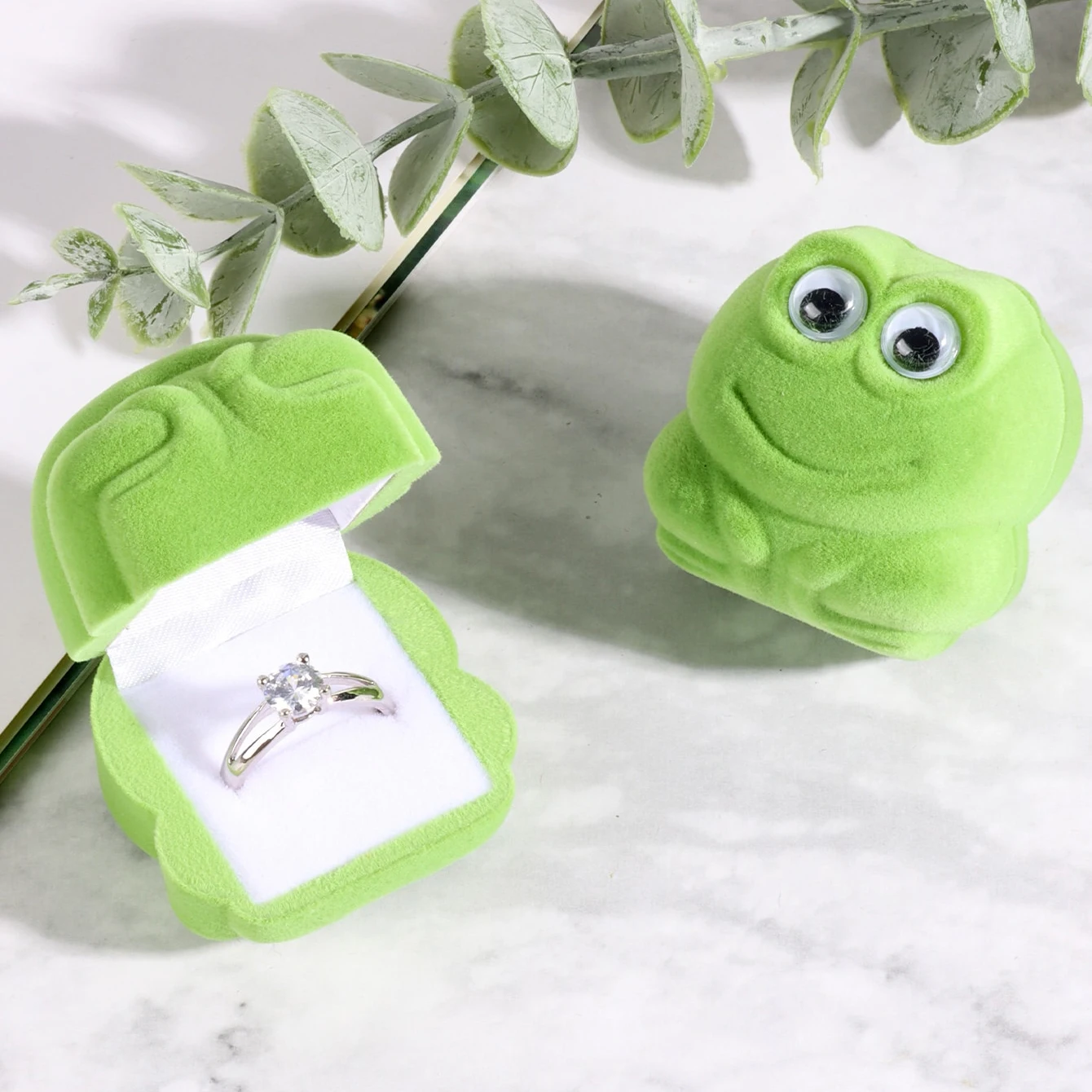 Olai Cartoon Frog Green Gift Ring Jewelry Box Packing For Kids