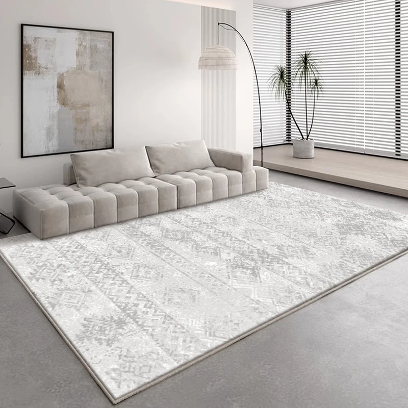 Thick Vintage Printed Area Rug Grey and Beige Modern Memory Foam Rugs for Living Room