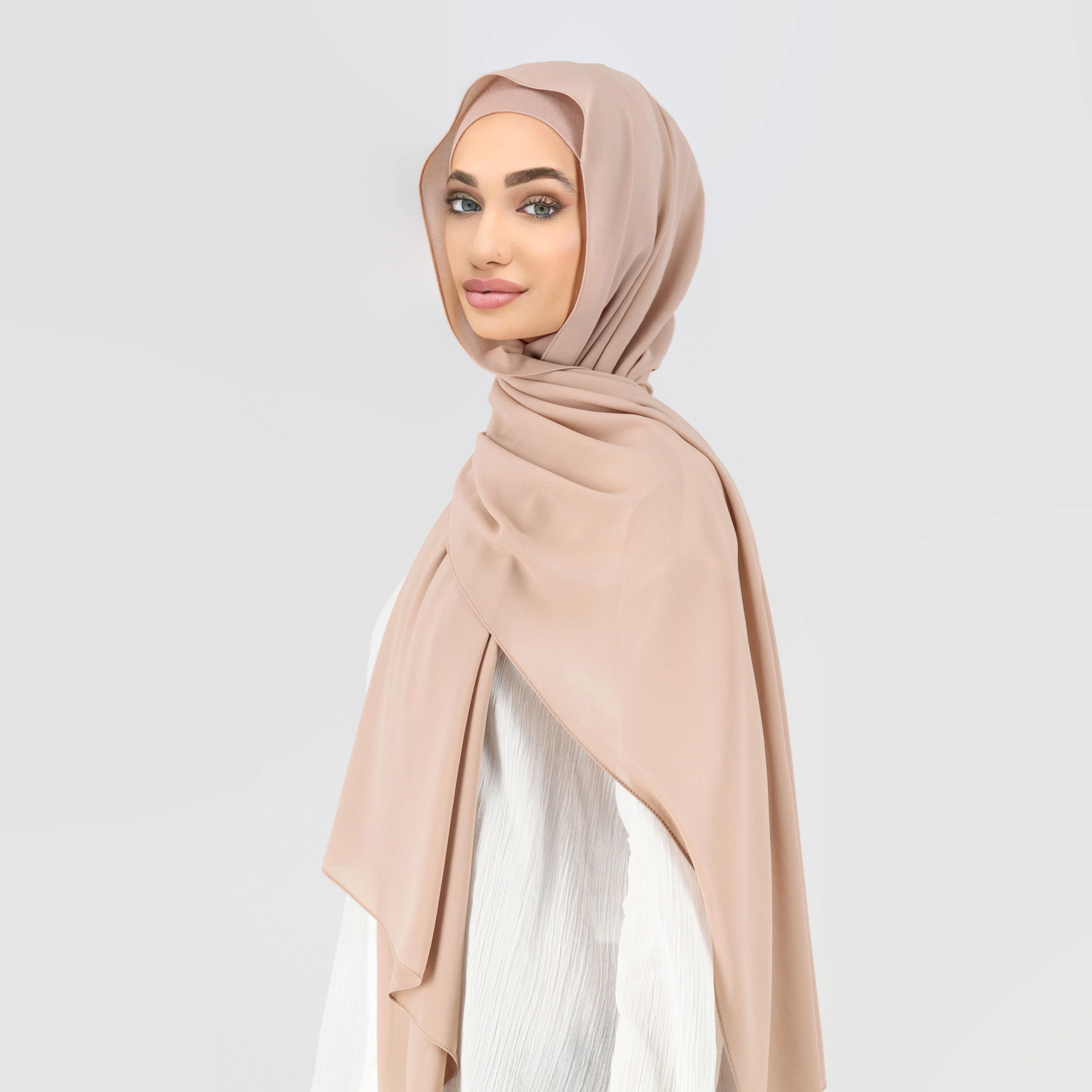 custom Finest Hijab shawl Prefect Matching Heavy Chiffon scarves Set Chiffon Hijab With inner cap