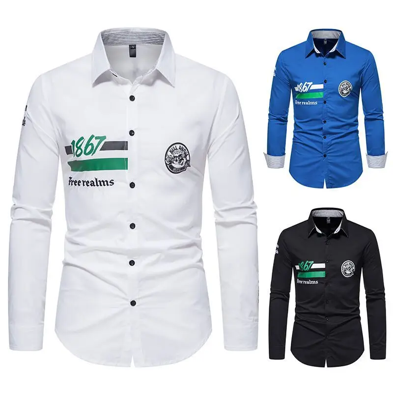 2022 New Arrival Spring Men Fashion Lapel Solid Color Single-breasted Cardigan Shirt Long Sleeved Casual Slim Fit Top