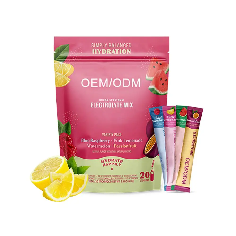 Private Labels Lemon Flavor Vitamin Sport Nutrition Powder Packets Sugar-Free Hydration  electrolyte powder drink