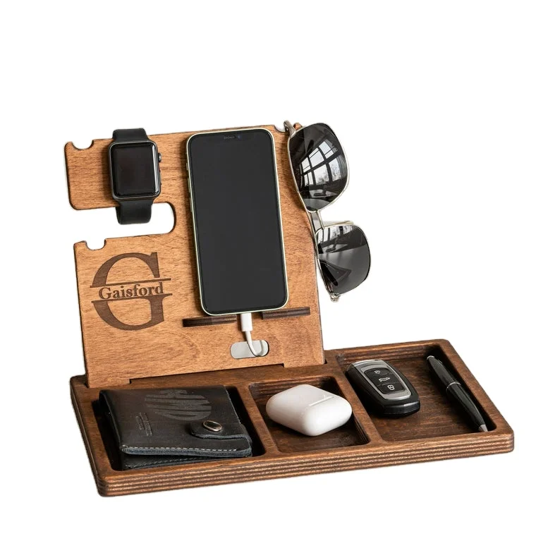 Джунджи персонализированные с гравировкой для канцелярских принадлежностей тумбочке док-станция зарядки станции держатель телефона