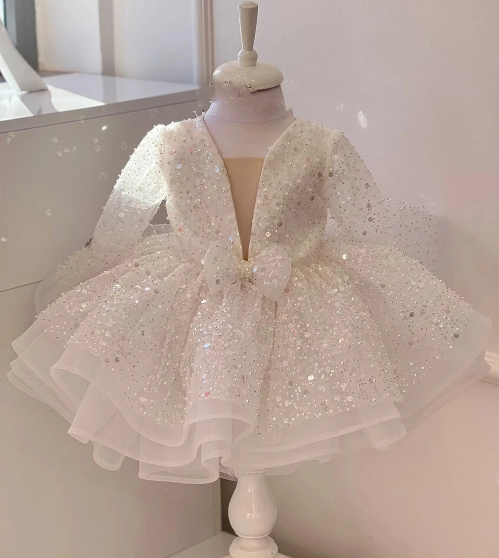 QUEENSGOWN Latest flower girls dresses cute colourful Little Girls Birthday dress Flower Girl wedding bubble Dresses