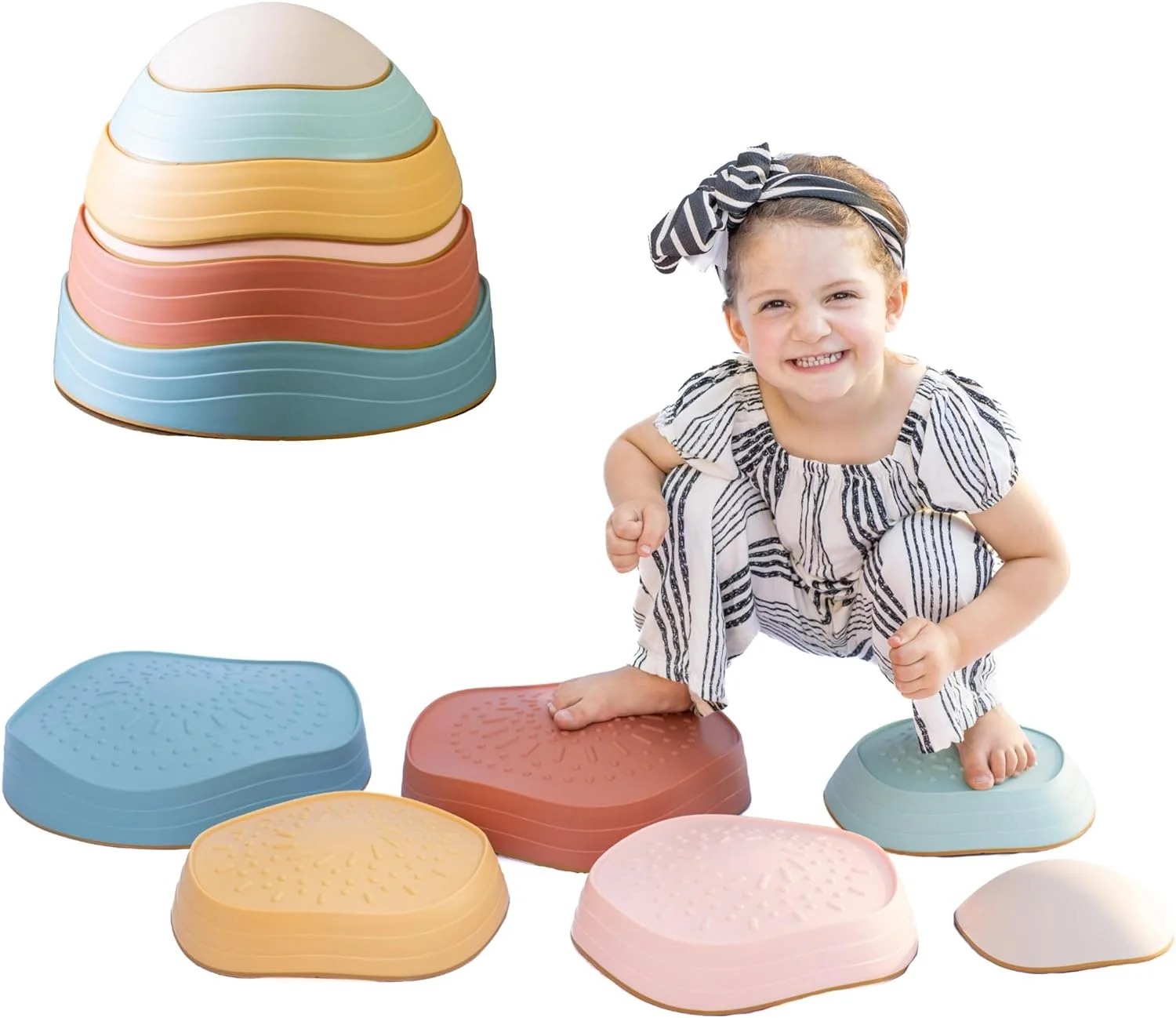 Balance Stepping Stones for Kids 6pcs Sensory Stepping StonesTraining Stepping Stones For Kids Balance Macaroons color