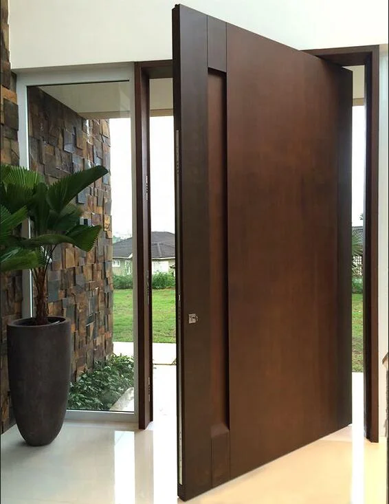 Elegant modern front door solid wood pivot entry doors