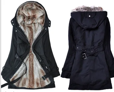 Женская толстовка из искусственного меха hick, зимнее теплое длинное меховое внутреннее пальто, куртка, хлопковая одежда, термопарки instyles