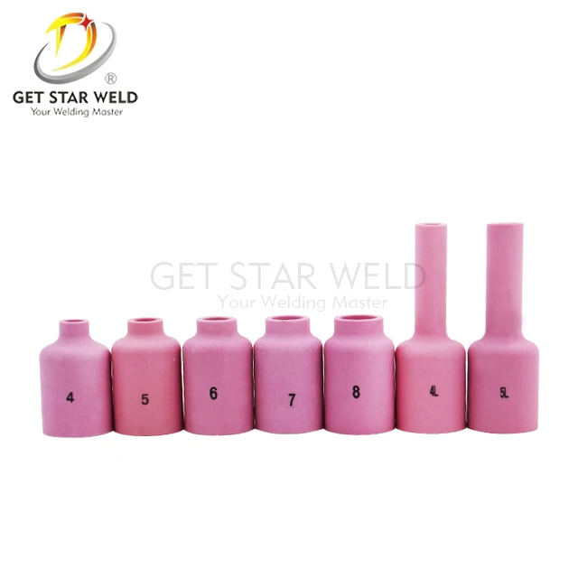 Get Star Weld WP17 18 26 tig torch consumables medium Alumina gas lens TIG ceramic cup nozzle 54N18/17/16/15/14/18L/17L/16L