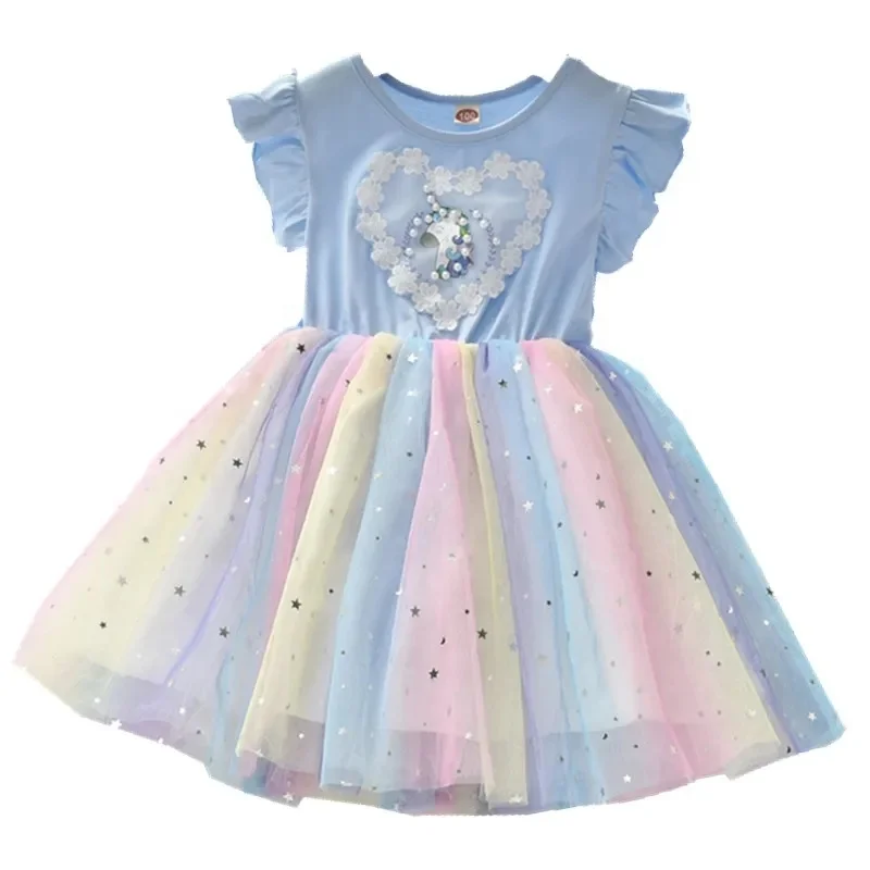 Children Girl Clothing Kids Clothes Plain Color Summer Sleeveless Little Girls Dress with Ruffle Bow