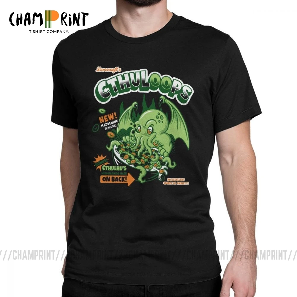 
Cthuloops All New Flavors Men T Shirts Lovecraft Cthulhu Mythos Cotton Tops Novelty Short Sleeve Tee Shirt New Arrival T-Shirt 