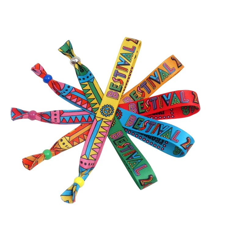 Free sample club party fashion polyester fabric elastic wristband and bracelets with metal clasp