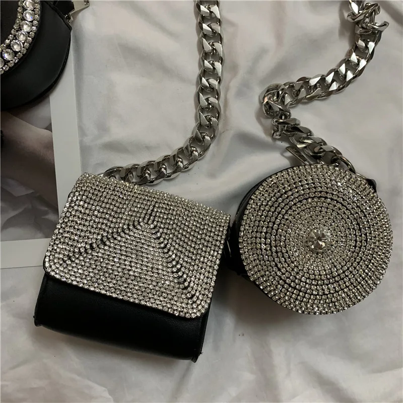 hot sale PU fashion lady bag 3pcs shinning stone decoration waist belt