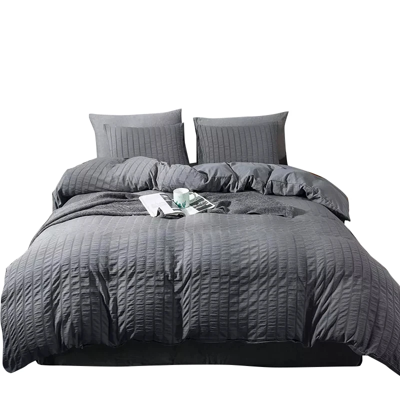 Недорогой мягкий серый пододеяльник из микрофибры в полоску для отеля и дома Комплект постельного