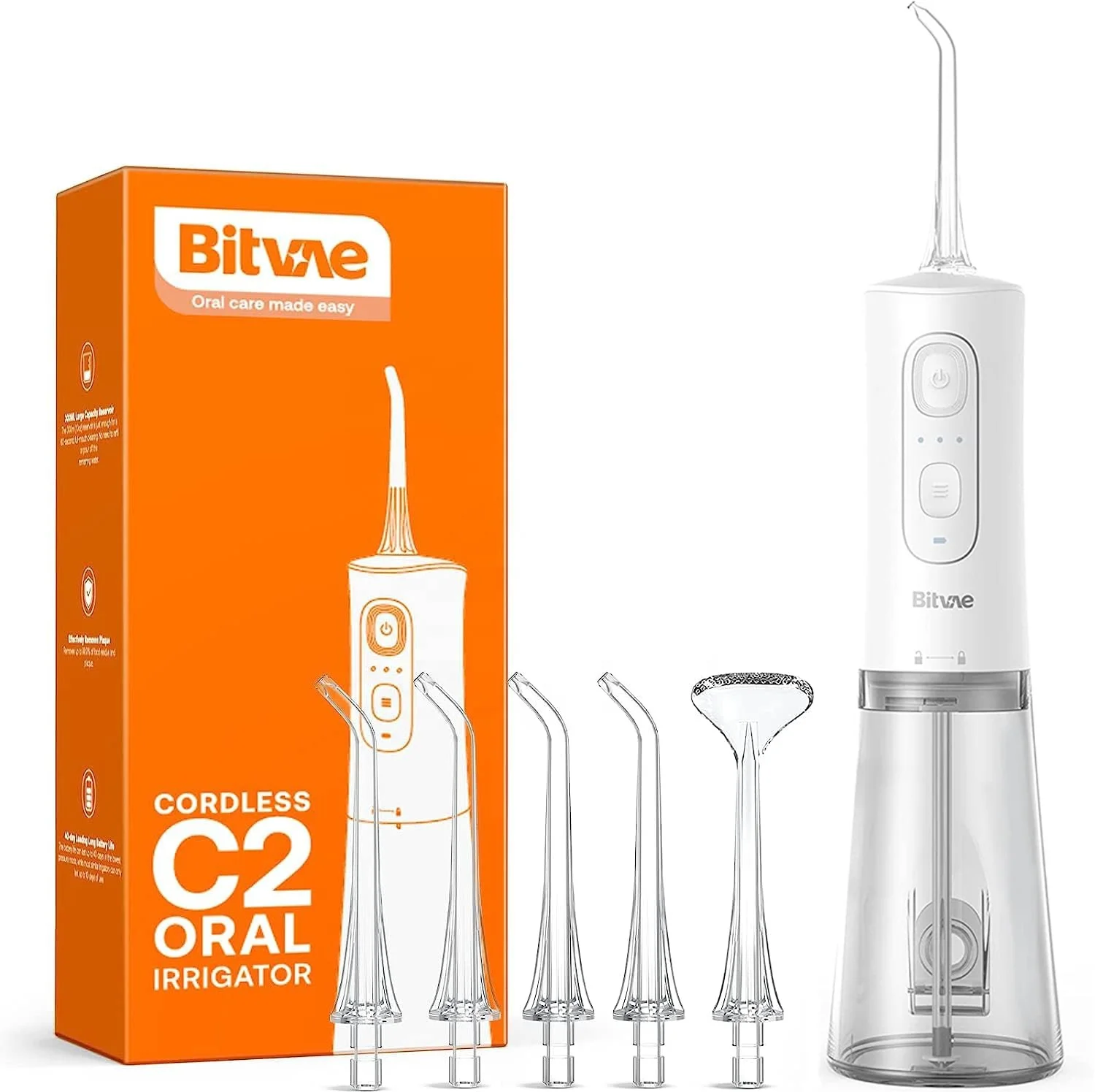 Bitvae BV C2 Water Flosser Professional Cordless Smart Oral Irrigator IPX7 Electric Water Flosser for Teeth